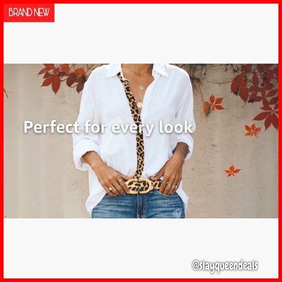 3 Pack Faux Leather Belts with Gold Buckle for Women Jeans Dresses main image 6